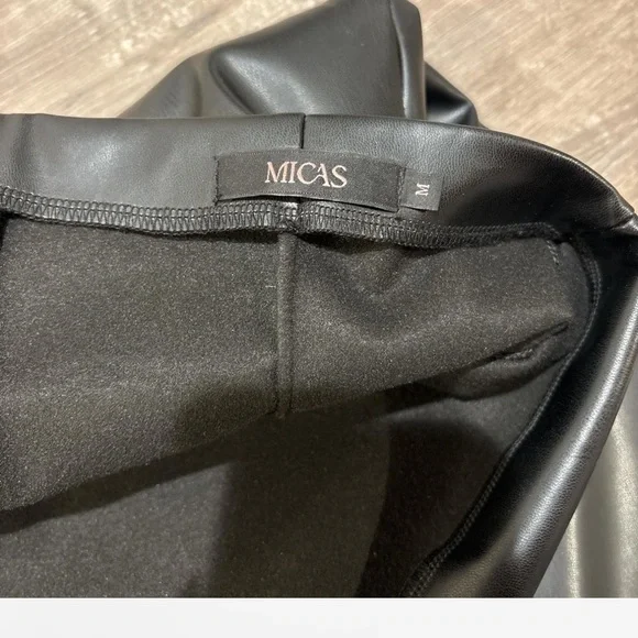 Black Faux Leather Draped Wrap Midi Skirt Size Medium - Picture 7 of 9